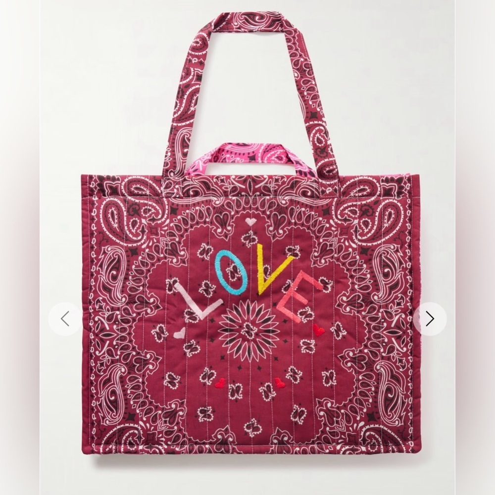 CALL IT BY YOUR NAME Quilted Maxi Cabas Tote in Burgundy/Fuchsia